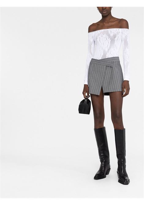 White and grey pinstripe wrap miniskirt - women THE ATTICO | 231WCS103E067427