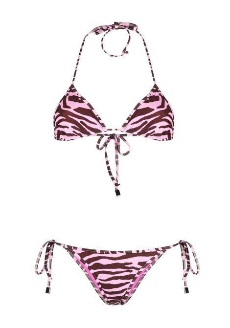 Set bikini con stampa animalier in rosa e marrone - donna THE ATTICO | 233WBB11PA14463