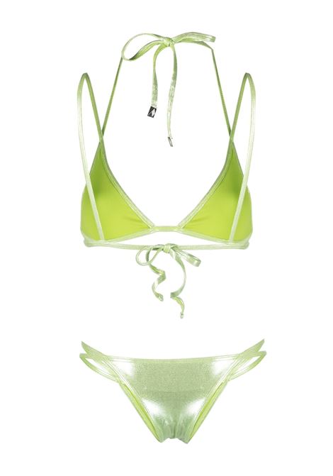 Green high-shine triangle bikini set - women THE ATTICO | 233WBB62PA32016