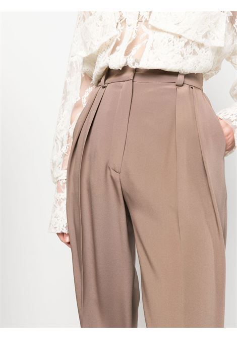 Brown high-waisted tapered trousers - women THE MANNEI | NAUSAPANTSMLKCHCLT