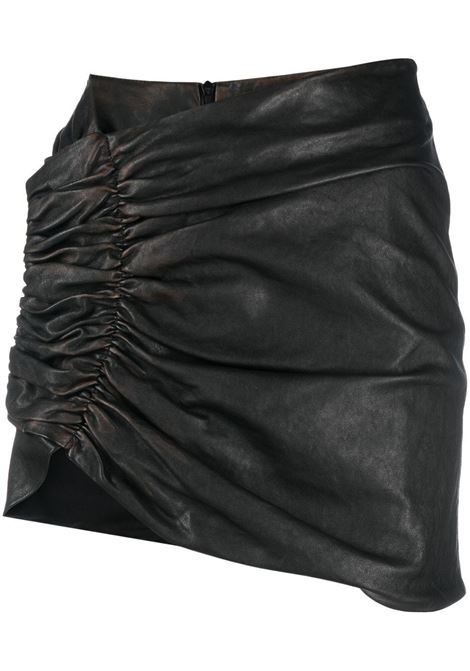 Black asymmetric ruched skirt - women THE MANNEI | WISHAWLEATHERBLK