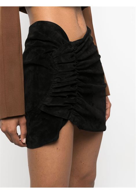 Black  ruched-detail miniskirt - women THE MANNEI | WISHAWSUEDEBLK