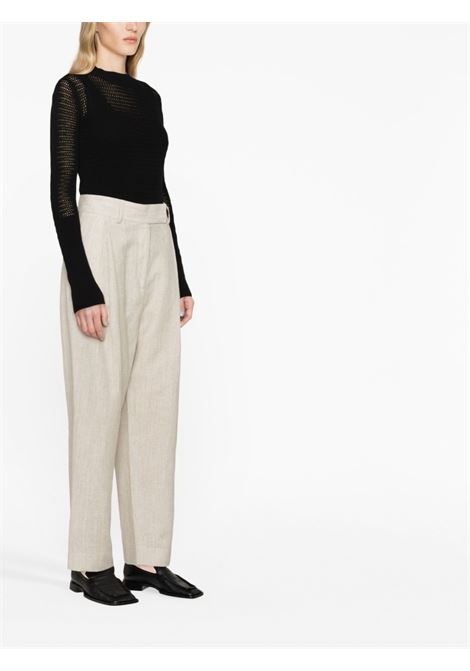 Beige high-waisted straight-leg trousers - women TOTEME | 2322006224641
