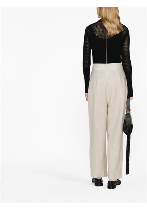 Beige high-waisted straight-leg trousers - women TOTEME | 2322006224641