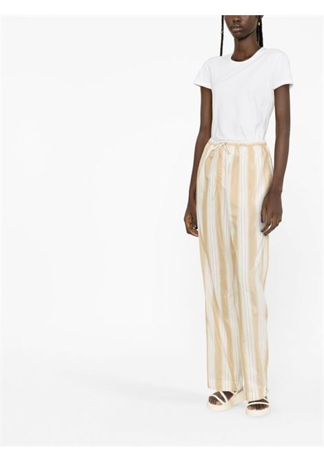 White and beige stripe-print drawstring trousers - women TOTEME | 2322030242885