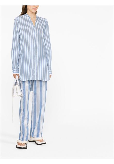 Blue vertical-stripe print long shirt - women TOTEME | 2325048242419