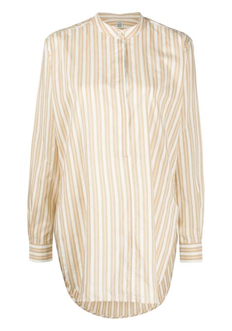 Beige striped longline shirt - women TOTEME | 2325048242885