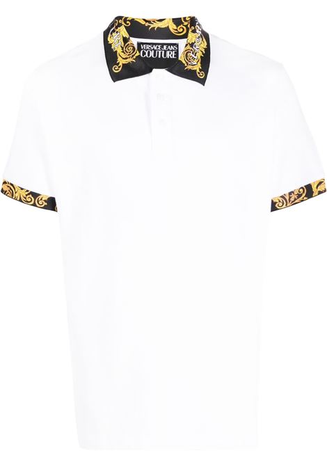 Polo con stampa barocca in bianco - uomo VERSACE JEANS COUTURE | 74GAGT18CJ01T003