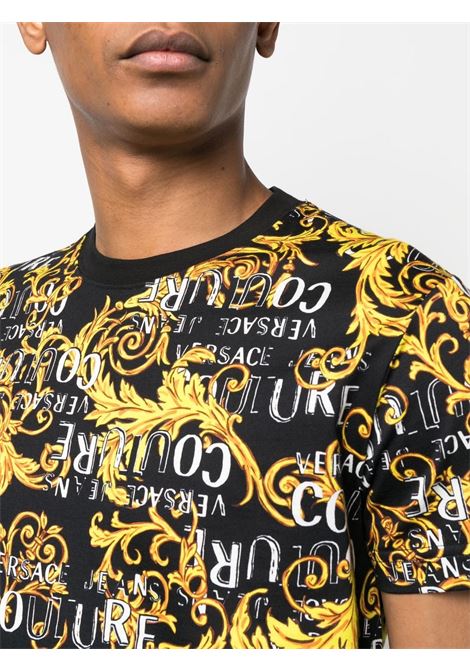 T-shirt con stampa in nero e oro - uomo VERSACE JEANS COUTURE | 74GAH6S0JS161G89