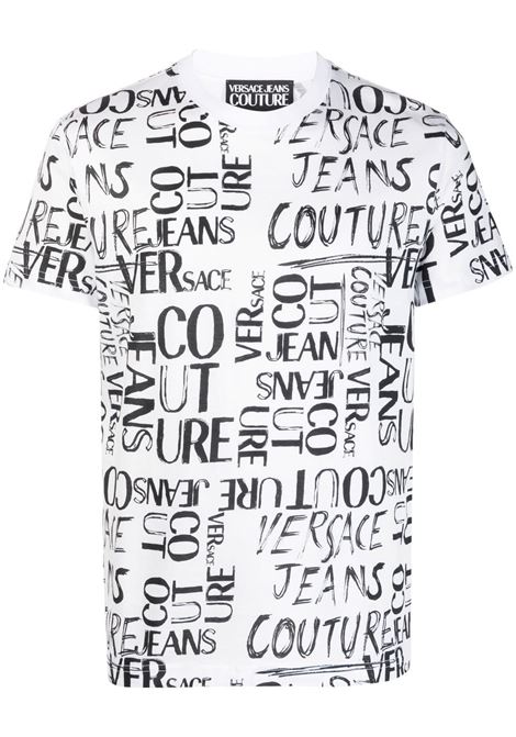 Black and white logo lettering T-shirt - men VERSACE JEANS COUTURE | 74GAH6S2JS167003