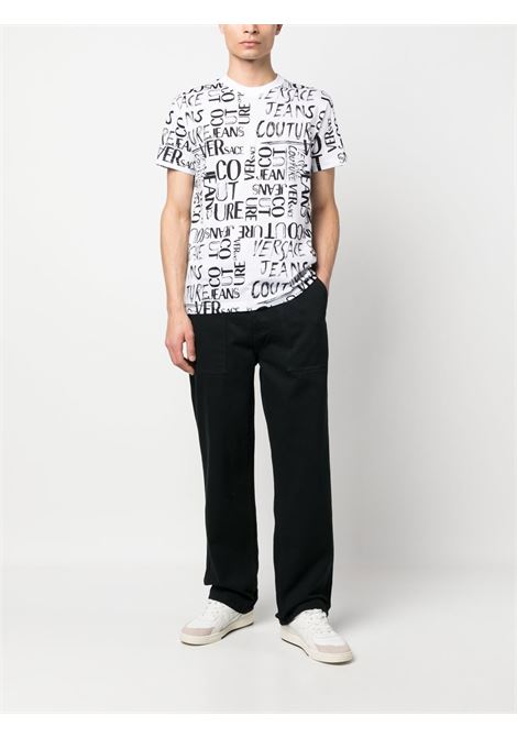 T-shirt con logo in bianco e nero - uomo VERSACE JEANS COUTURE | 74GAH6S2JS167003