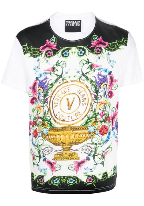 T-shirt con stampa in bianco e multicolore - uomo VERSACE JEANS COUTURE | 74GAH6SGJS174G03