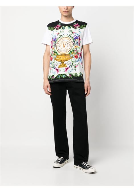 T-shirt con stampa in bianco e multicolore - uomo VERSACE JEANS COUTURE | 74GAH6SGJS174G03