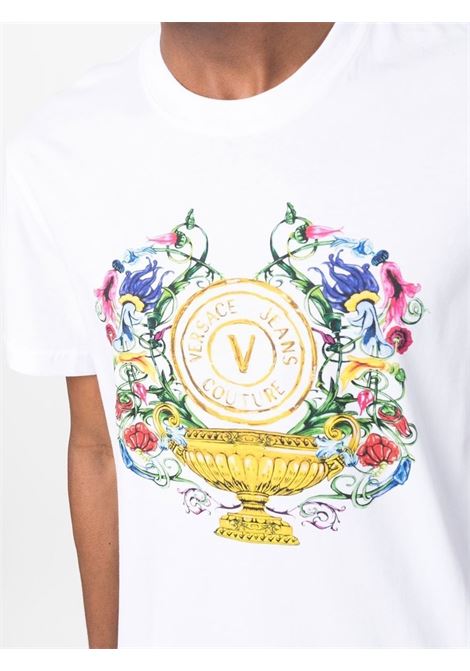 T-shirt con stampa in bianco - uomo VERSACE JEANS COUTURE | 74GAHF01CJ00F003