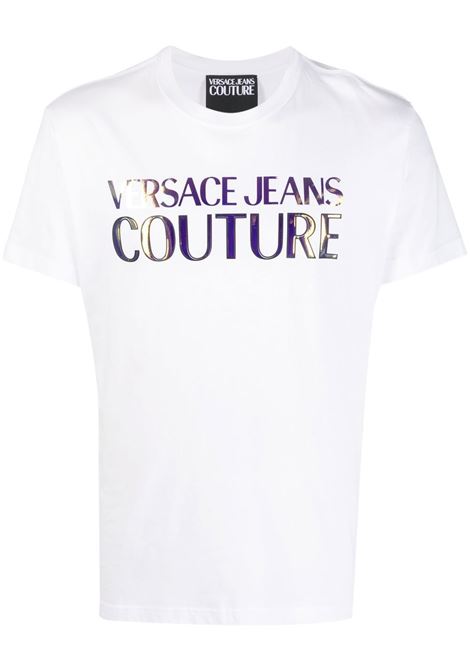 White logo-print T-shirt - men VERSACE JEANS COUTURE | 74GAHG06CJ00GG03