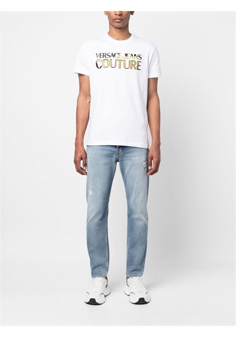 White logo-print T-shirt - men VERSACE JEANS COUTURE | 74GAHG06CJ00GG03