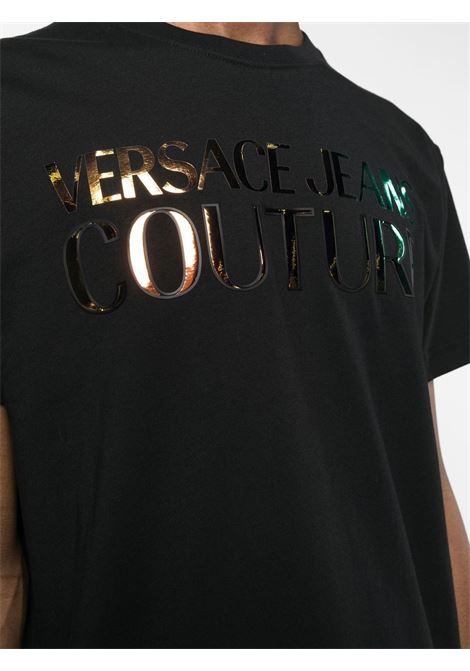 T-shirt con stampa in nero - uomo VERSACE JEANS COUTURE | 74GAHG06CJ00GG89