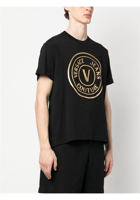 Black and gold logo-print T-shirt - men VERSACE JEANS COUTURE | 74GAHT05CJ00TG89