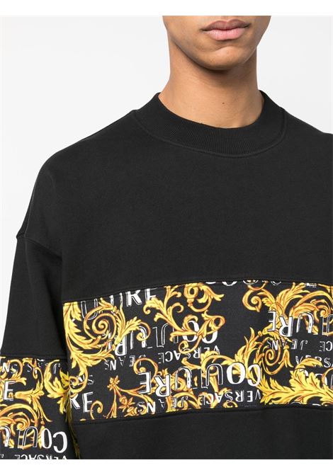 Black baroque pattern-print crew neck sweatshirt - men VERSACE JEANS COUTURE | 74GAI309FS063G89