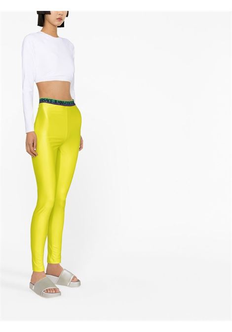 Green and yellow logo-waistband leggings - women VERSACE JEANS COUTURE | 74HAC101J0062110
