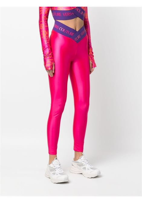 Fuchsia logo-waistband leggings - women VERSACE JEANS COUTURE | 74HAC113J0062406