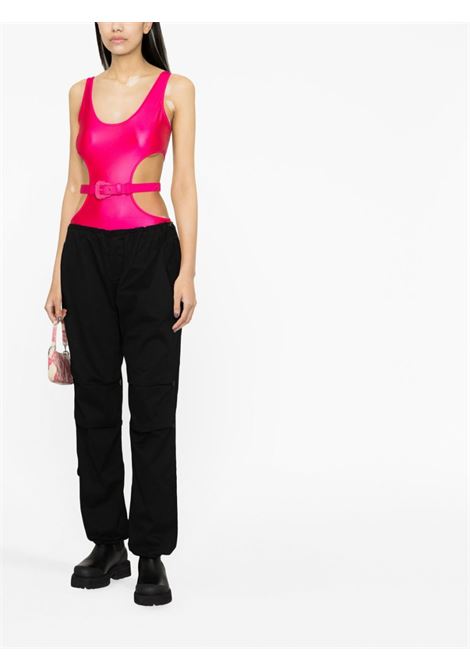 Pink logo patch scoop neck bodysuit - women  VERSACE JEANS COUTURE | 74HAM233J0062406