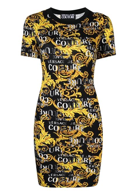 Black and gold baroque-print minidress - women VERSACE JEANS COUTURE | 74HAO939JS160G89
