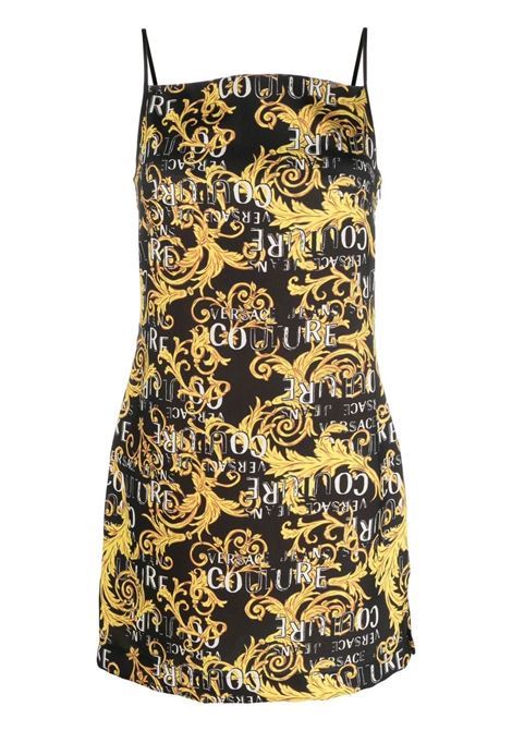 Black and gold logo print sleeveless minidress - women VERSACE JEANS COUTURE | 74HAO9B6NS228G89