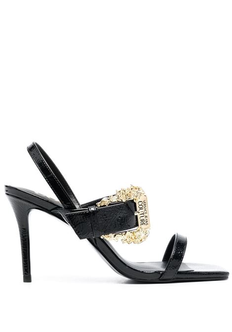 Black baroque-buckle 90mm square-toe sandals - women  VERSACE JEANS COUTURE | 74VA3S71ZS539899