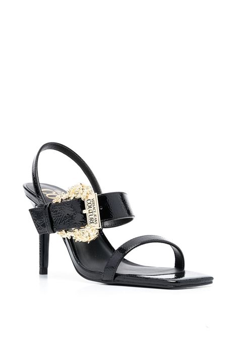 Black baroque-buckle 90mm square-toe sandals - women  VERSACE JEANS COUTURE | 74VA3S71ZS539899