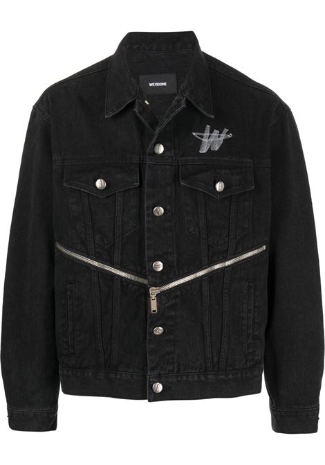 Black logo-print zipper-detail jacket - unisex WE11DONE | WDDJ620060BK