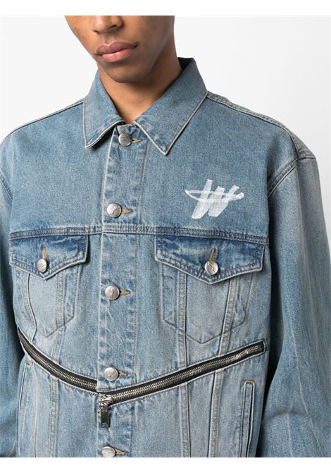 Blue logo-print zipper-detail jacket - unisex WE11DONE | WDDJ620060BL