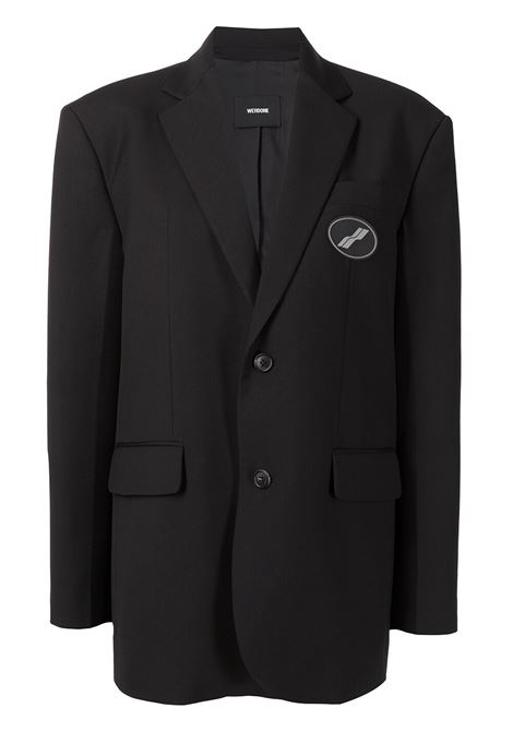 Black oversized suit logo-patch blazer - unisex WE11DONE | WDJK420715BK