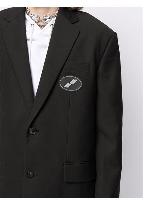 Black oversized suit logo-patch blazer - unisex WE11DONE | WDJK420715BK