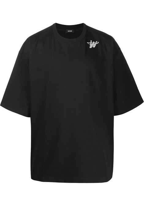 Black logo-print oversized T-shirt - unisex WE11DONE | WDTP620073BK