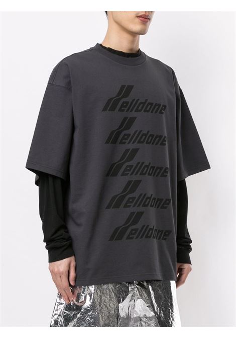 T-shirt con stampa oversize in grigio - unisex WE11DONE | WDTP620074CH