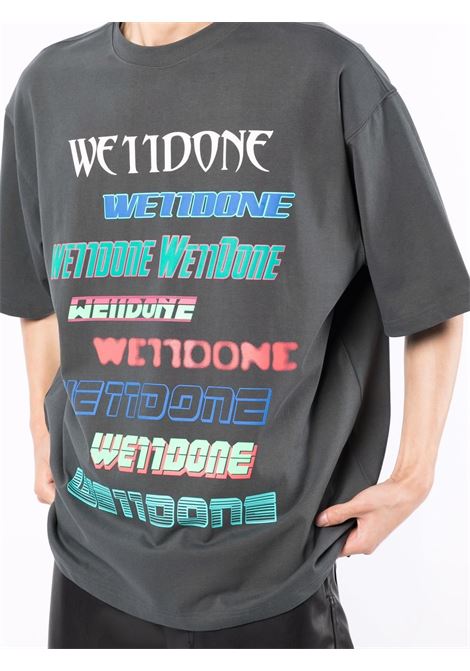 Grey oversize logo-print T-shirt - unisex WE11DONE | WDTT321801CH
