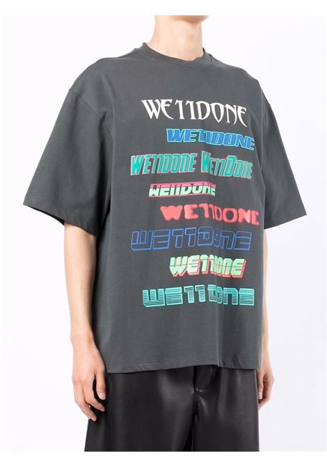 Grey oversize logo-print T-shirt - unisex WE11DONE | WDTT321801CH
