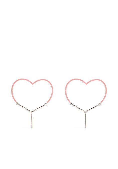 Orecchini a cuore bicolore in rosa e argento - donna Y/PROJECT | EARRINGS63S24PNKSLVR