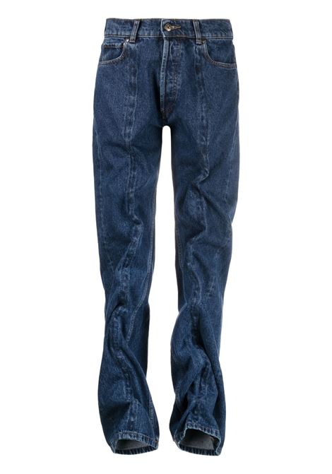 Blue straight-leg gathered-detail jeans - men Y/PROJECT | JEAN31S24NV