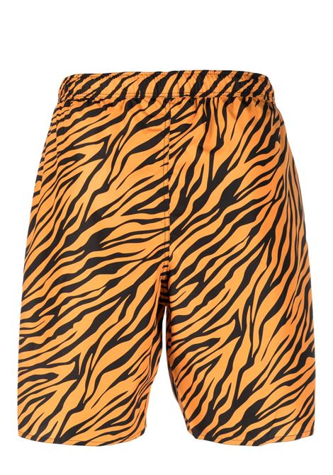 Multicolored zebra-print drawstring swim shorts - men  YES I AM | YIA00023ORNG