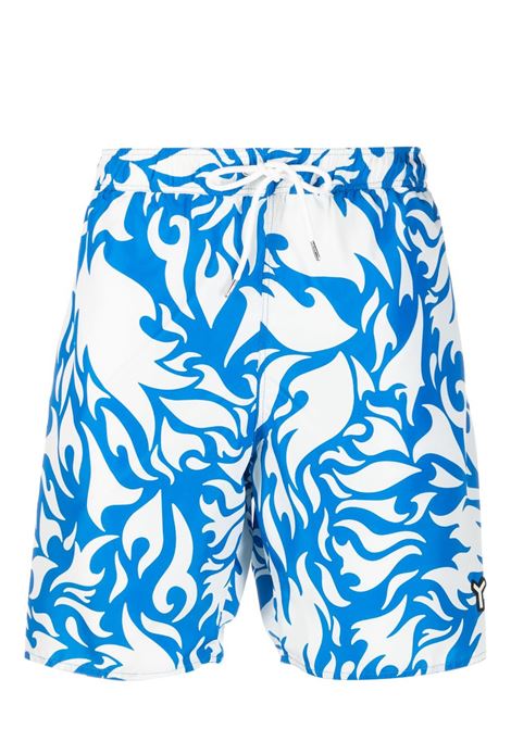 Multicolored graphic-print drawstring swim shorts - men  YES I AM | YIA00027LGHTBL
