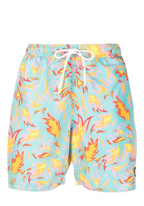 Multicolored graphic-print drawstring swim shorts - men  YES I AM | YIA00035LGHTBL
