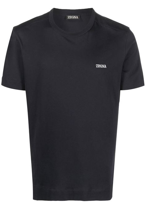 T-shirt a girocollo in blu - uomo ZEGNA | E7360A5B760B09