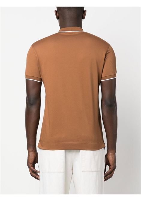 Brown embroidered-logo polo shirt - men ZEGNA | UB358A5B746D05