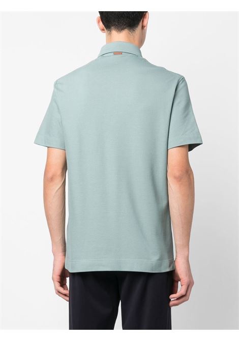 Green button-placket polo shirt - men ZEGNA | UB392A5B752A04