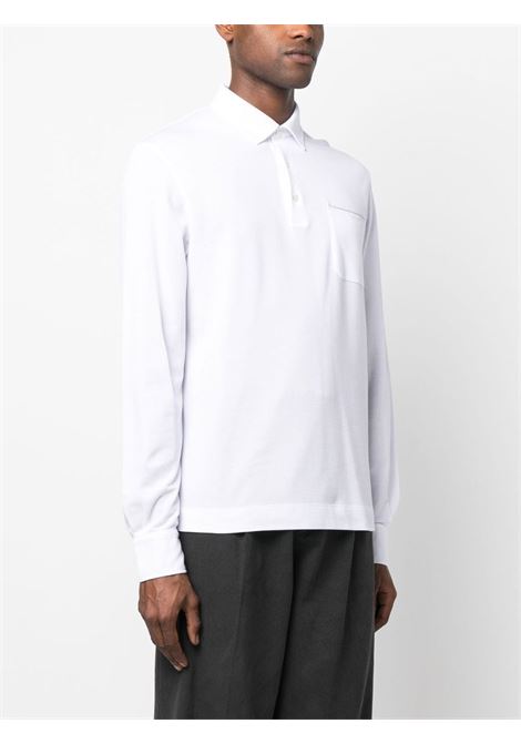 White long-sleeved button-placket polo shirt - men ZEGNA | UB392A5B757N00