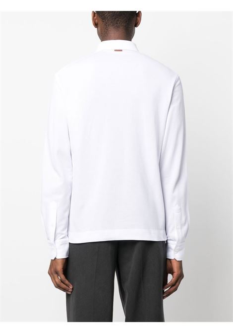 White long-sleeved button-placket polo shirt - men ZEGNA | UB392A5B757N00