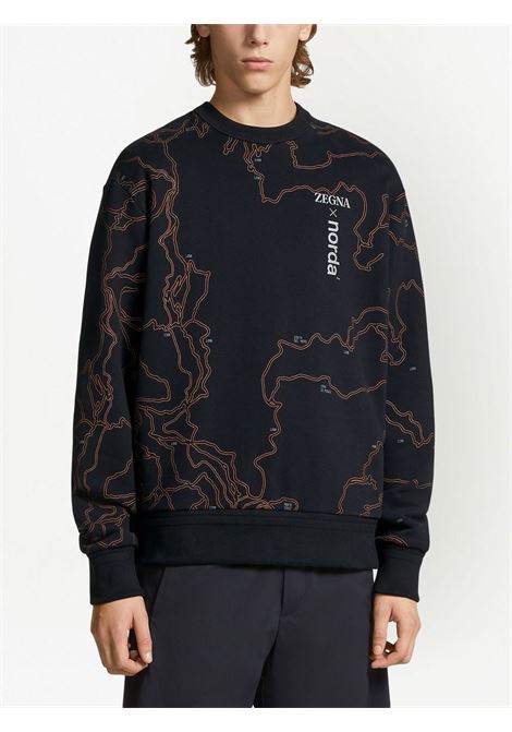 Black graphic-print sweatshirt - men ZEGNA | UB522A5NOR872K09