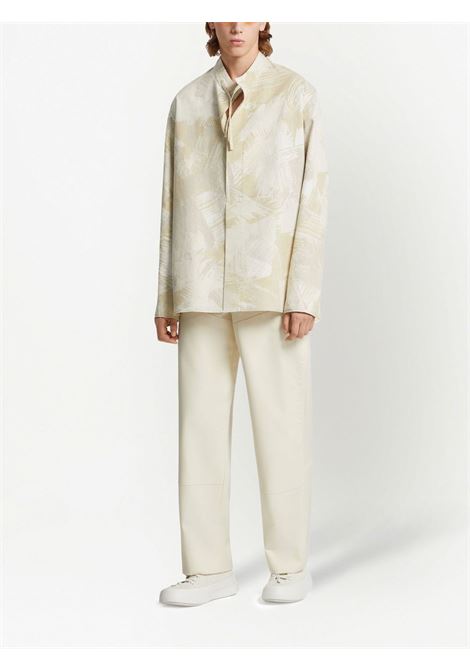 Beige graphic-print concealed-front jacket - men ZEGNA | UBV70A5SON10700
